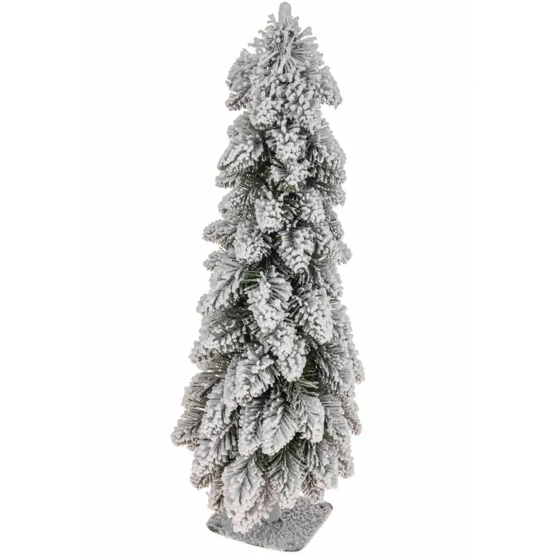 Mini Albero di Natale Artificiale H60 cm Abete Slim con Neve Verde