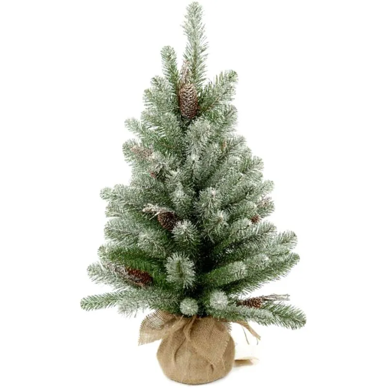 Giordanoshop - Mini Albero di Natale Artificiale H65 cm Abete innevato con Pigne 65 Tips Verde