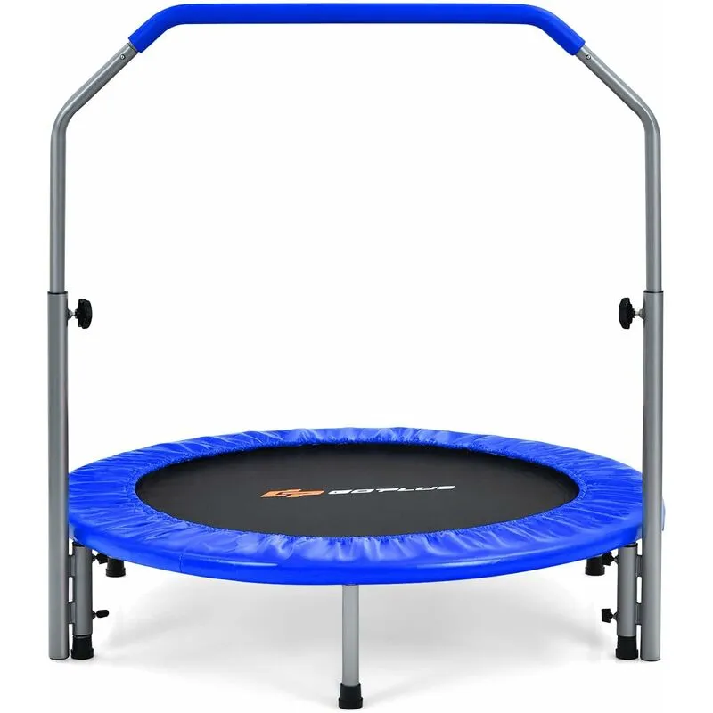 Mini Trampolino Pieghevole, Trampolino Fitness per Adulti e Bambini con Maniglia Regolabile in 4 Altezze, Capacità di Carico 150 kg