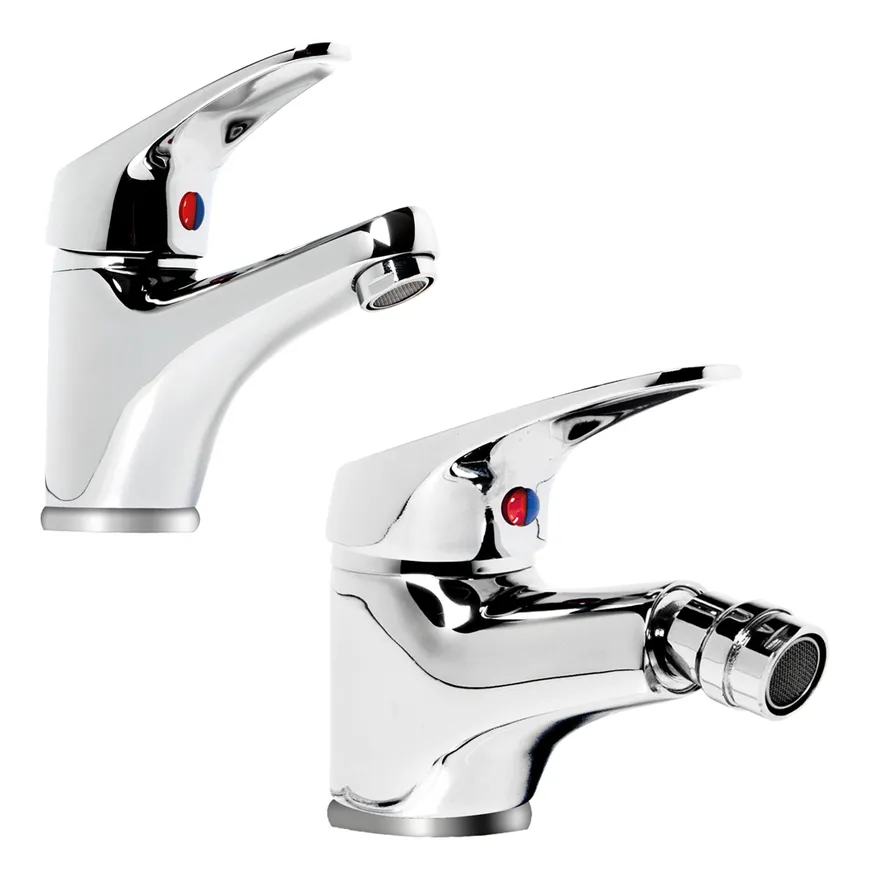 Miscelatore rubinetto bidet cromato + miscelatore rubinetto lavabo cromato rubinetteria bagno casa