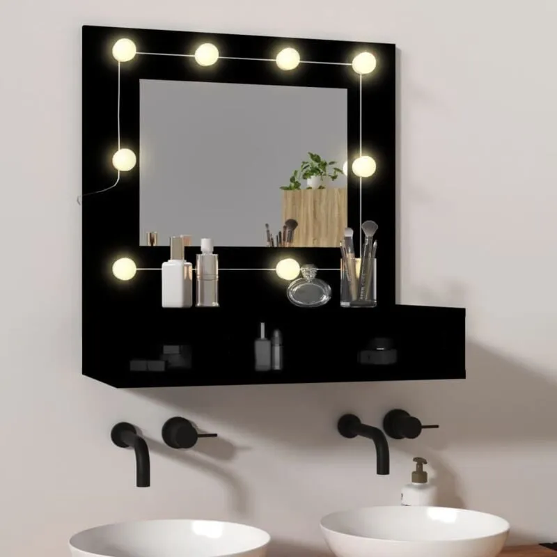 Mobile a Specchio con led Nero 60x31,5x62 cm - Vidaxl