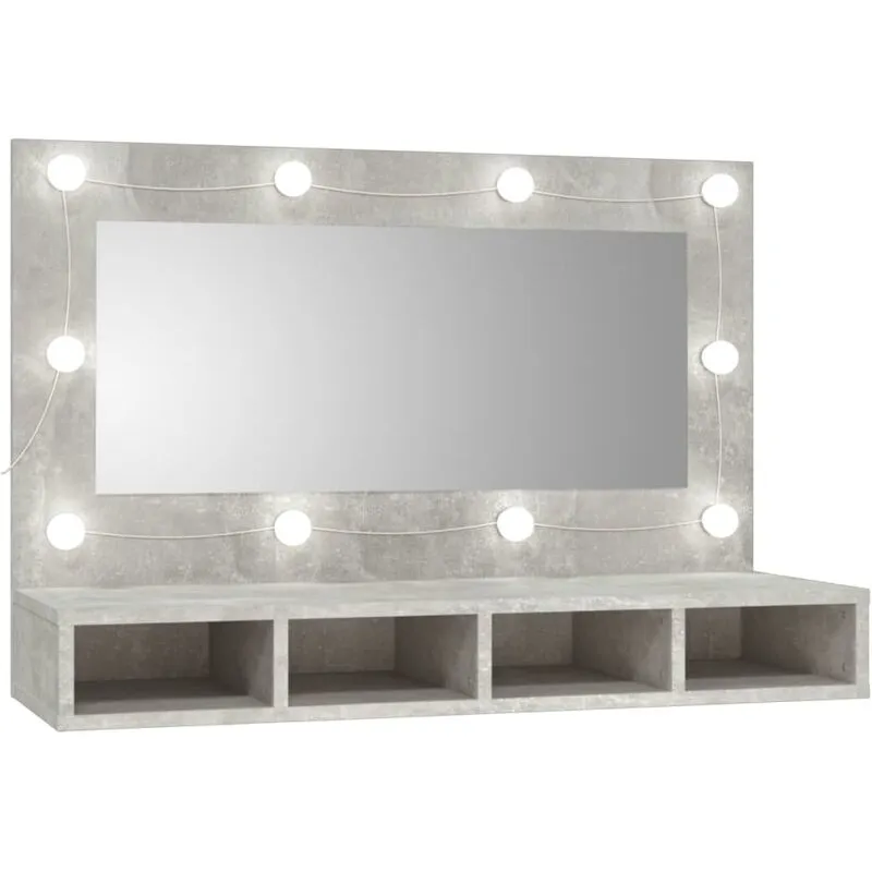 Mobile a Specchio con led Grigio Cemento 90x31,5x62 cm