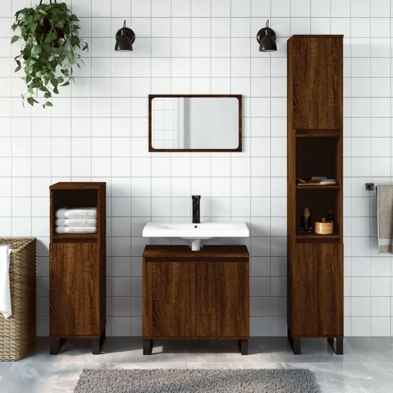 Furniture Limited - Armadietto Bagno Rovere Marrone 30x30x190cm