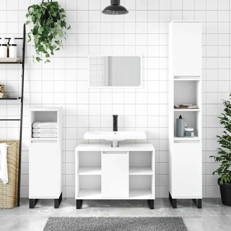 Furniture Limited - Mobile da Bagno Bianco 80x33x60 cm in Legno