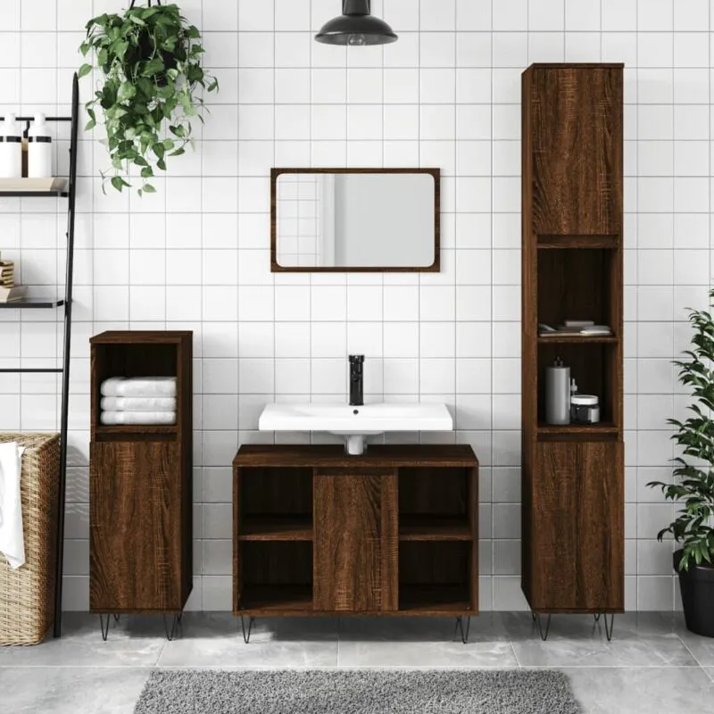 VidaXL Armadietto Bagno Rovere Marrone 80x33x60cm in Legno Multistrato