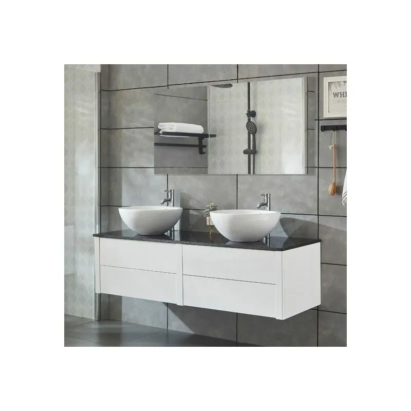 Bagno Italia - Mobile Arredo Bagno 150cm sospeso bianco con lavabo d'appoggio e specchio Mobili 1