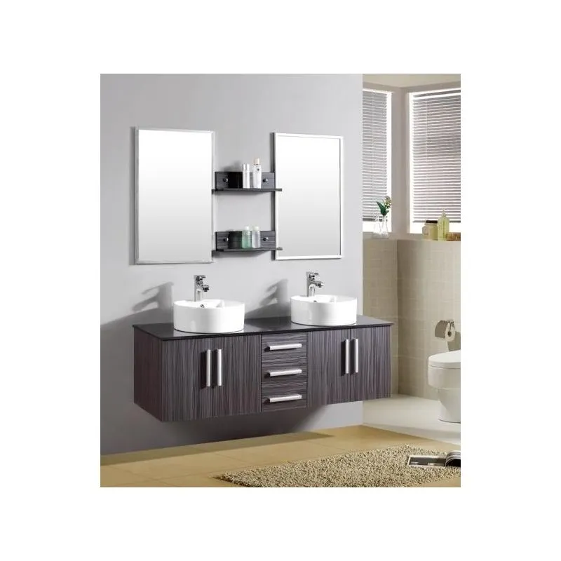 Bagno Italia - Mobile Arredo Bagno cm 150 sospeso wengè con lavabo d'appoggio e top in cristallo Mobili arredi 1