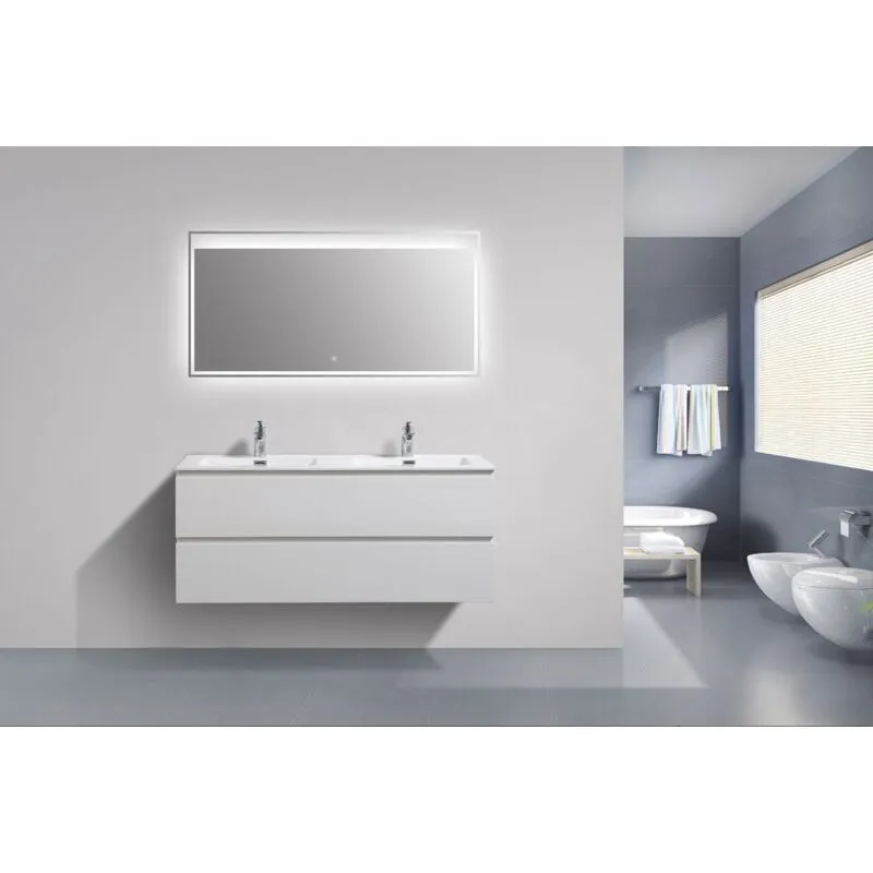  - Mobile bagno Alice 1200 bianco brillante - Specchio opzionale Specchio a luce led 2137, lucido