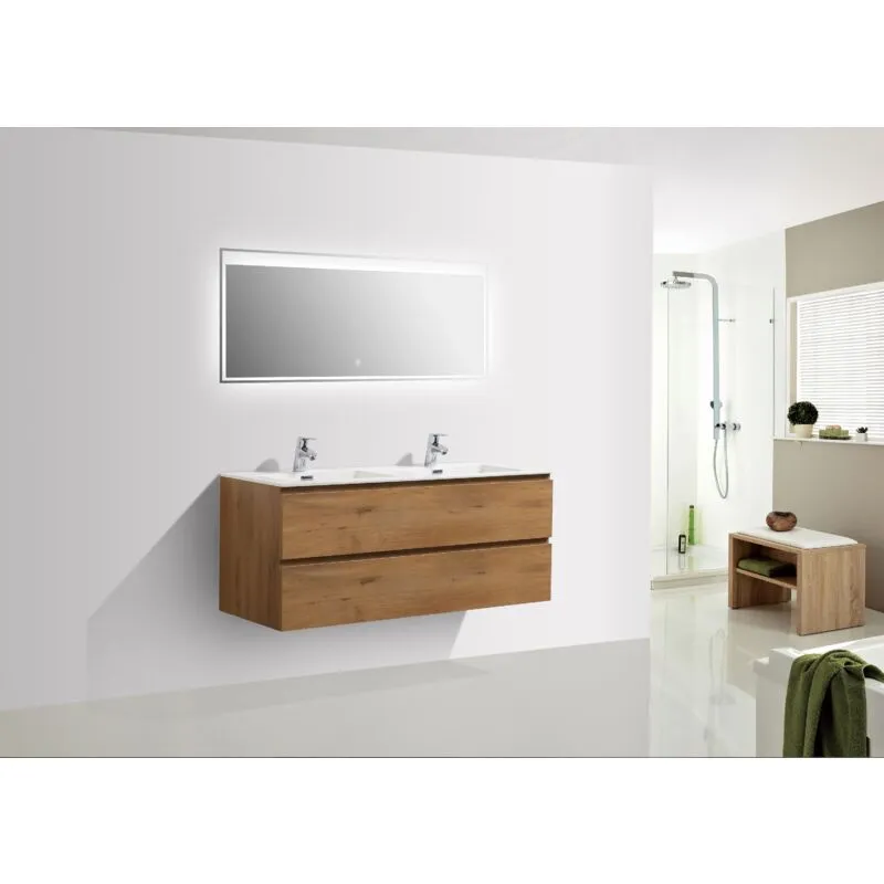  - Mobile bagno Alice 1200 rovere brillante - Specchio opzionale Specchio a luce led 2137, opaco