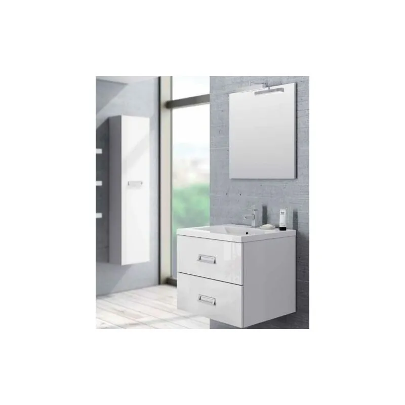 Bagno Italia - Mobile Bagno cm 120 arredi sospeso moderno 2 cassetti lavabo Mobili bianco