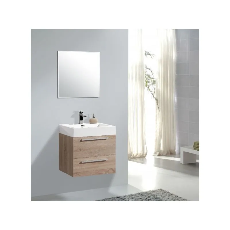  - Mobile bagno M600 rovere chiaro - specchio o armadietto a specchio a scelta Senza specchio