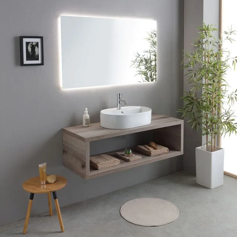 Kiamami Valentina - Mobile Bagno Sospeso 120Cm Con Lavabo Ovale Bianco Kyoto