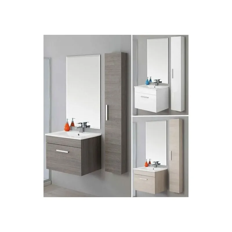 Bagno Italia - Mobile Bagno sospeso 60 cm bianco arredo con colonna abbinata omaggio Mobili con anta