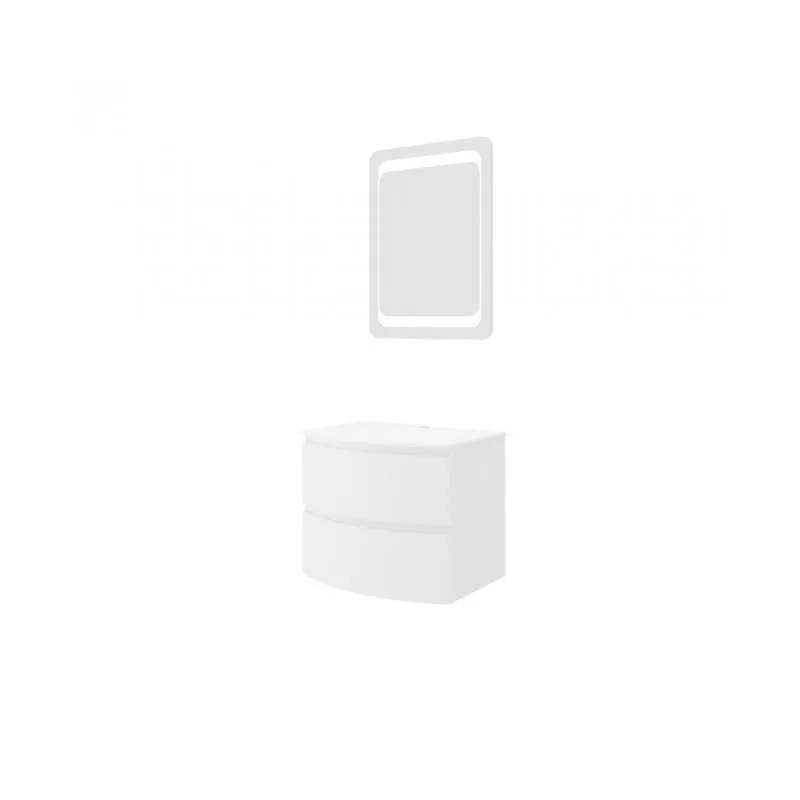 Mobile bagno sospeso 70 cm in legno bianco lucido con lavabo - Arona - Standard