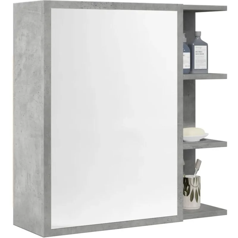 Mobile Bagno Specchio Grigio Cemento 62,5x20,5x64cm Multistrato