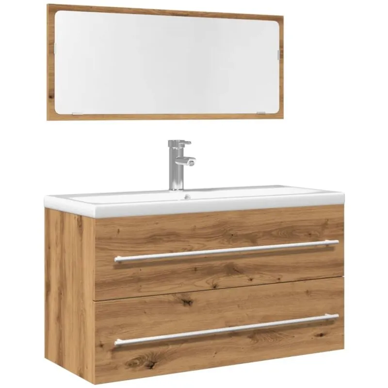 vidaXL Set Mobili da Bagno 2 pz Rovere Artigianale Legno Multistrato