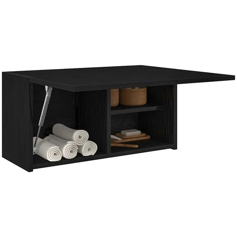 Mobile da Bagno a Parete Nero 60x25x30 cm in Legno Multistrato - Vidaxl