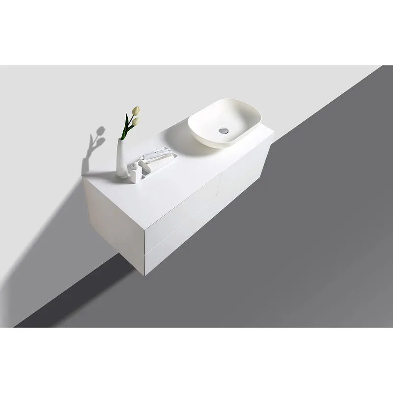  - Mobile da bagno Milou 1200 bianco opaco - specchio e lavabo opzionali Senza specchio, senza coperchio supplementare, Senza lavabo