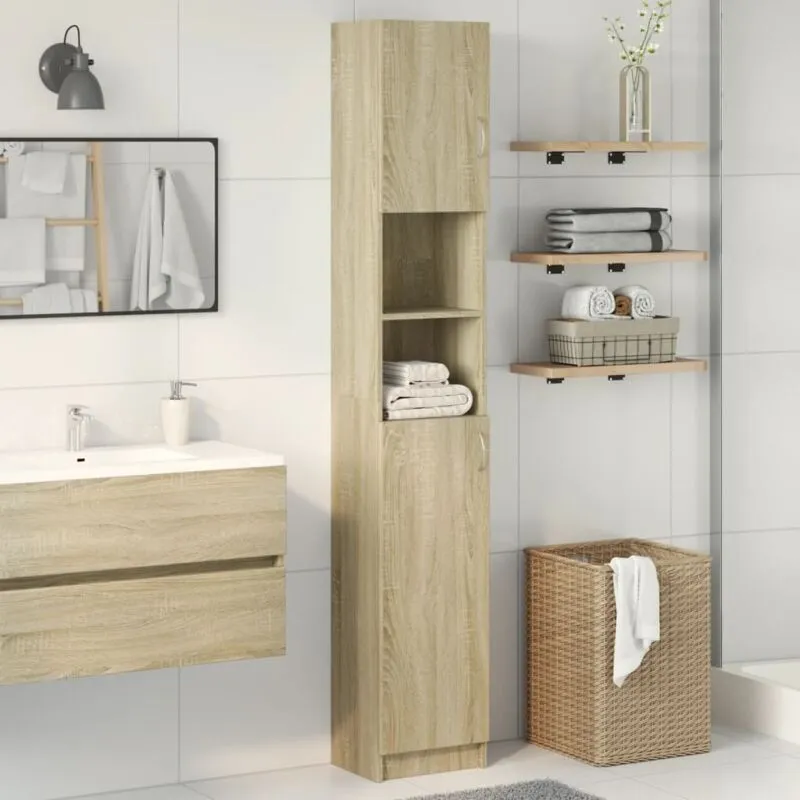 Torana - Mobile da Bagno Rovere Sonoma 32x25,5x190 cm Legno Multistrato