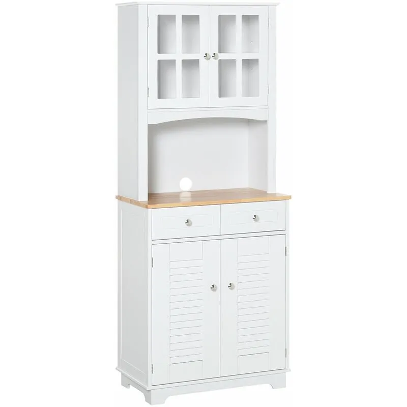 Giordanoshop - Mobile da Cucina Credenza con Ante e Cassetti 68x39,5x170 cm in Legno Bianca