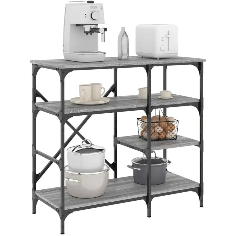 Mobile Cucina Grigio Sonoma 90x40x84 cm Multistrato e Metallo - Vidaxl