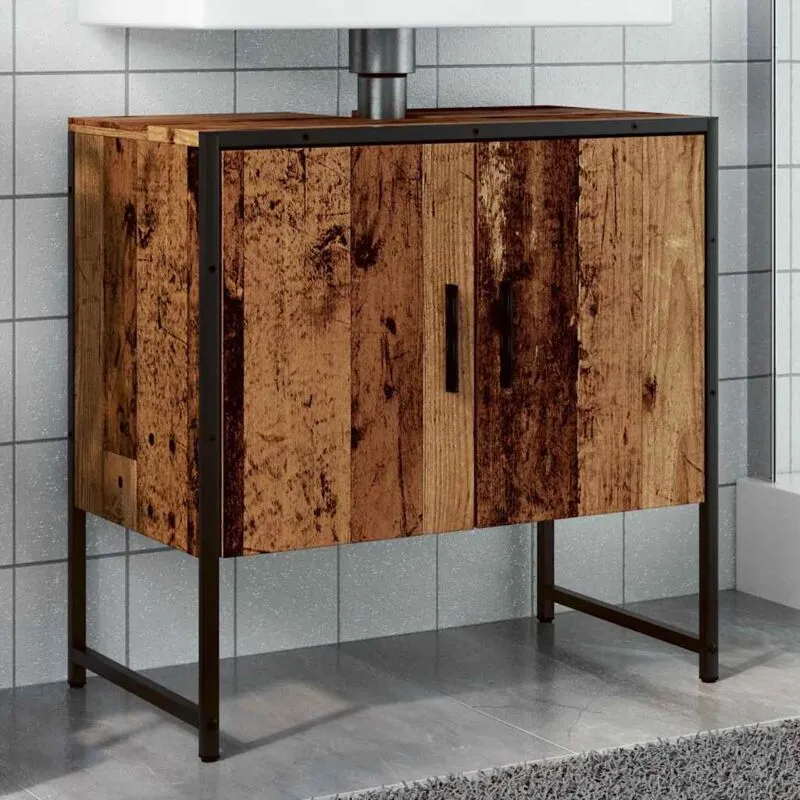 Mobile Lavabo Bagno Legno Antico 60x33x60 cm Legno Multistrato - Vidaxl