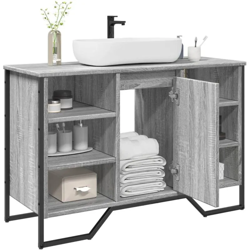 Mobile Lavabo Bagno Grigio Sonoma 91x35x60 cm in Truciolato