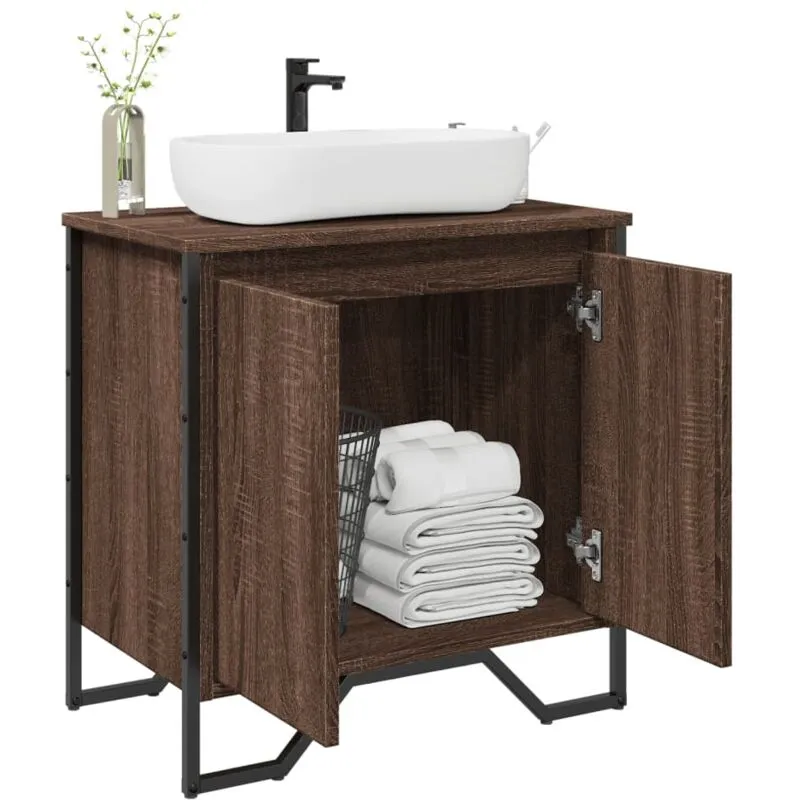 Avimac - Mobile Lavabo Bagno Rovere Marrone 60x35x60cm in Truciolato