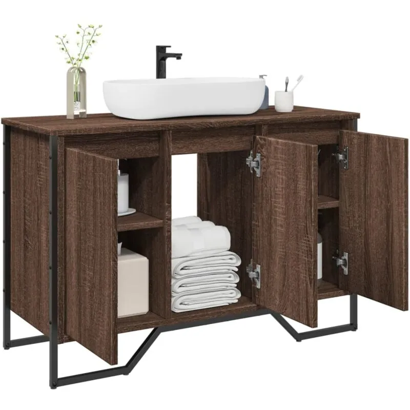 Avimac - Mobile Lavabo Bagno Rovere Marrone 91x35x60cm in Truciolato