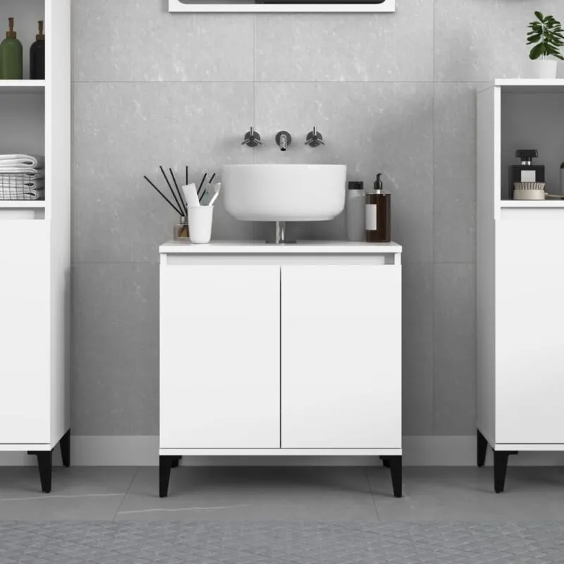 vidaXL Mobile Lavabo Bianco 58x33x60 cm in Legno Multistrato