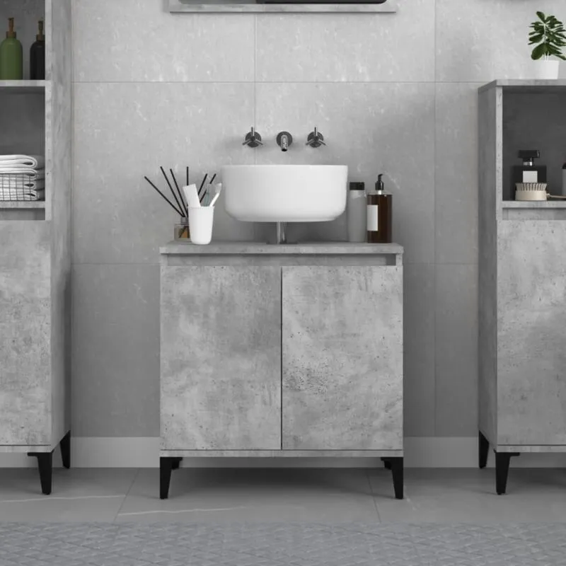 Mobile Lavabo Grigio Cemento 58x33x60 cm in Legno Multistrato - Vidaxl