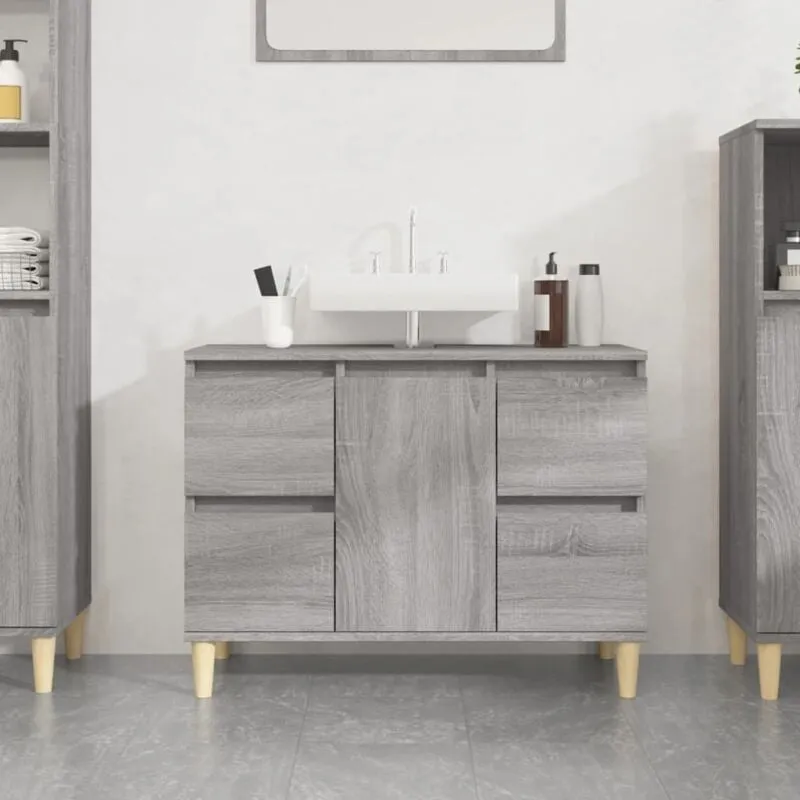 Mobile Lavabo Grigio Sonoma 80x33x60 cm in Legno Multistrato - Vidaxl