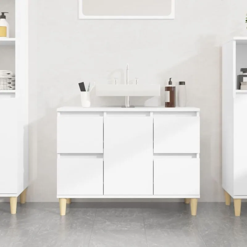 Mobile Lavabo Bianco 80x33x60 cm in Legno Multistrato - Vidaxl