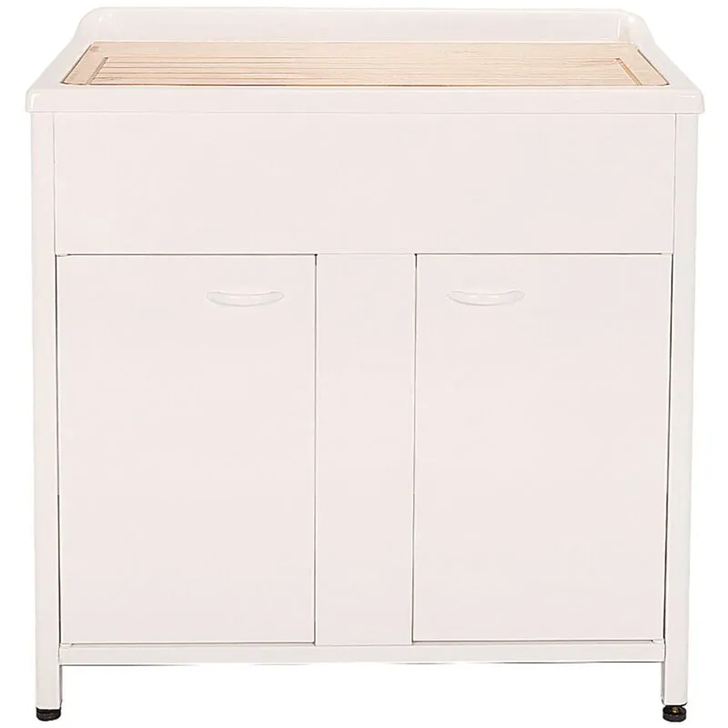 Mobile Lavatoio da Esterno in Polipropilene e Alluminio 80x50x83 cm Bianco