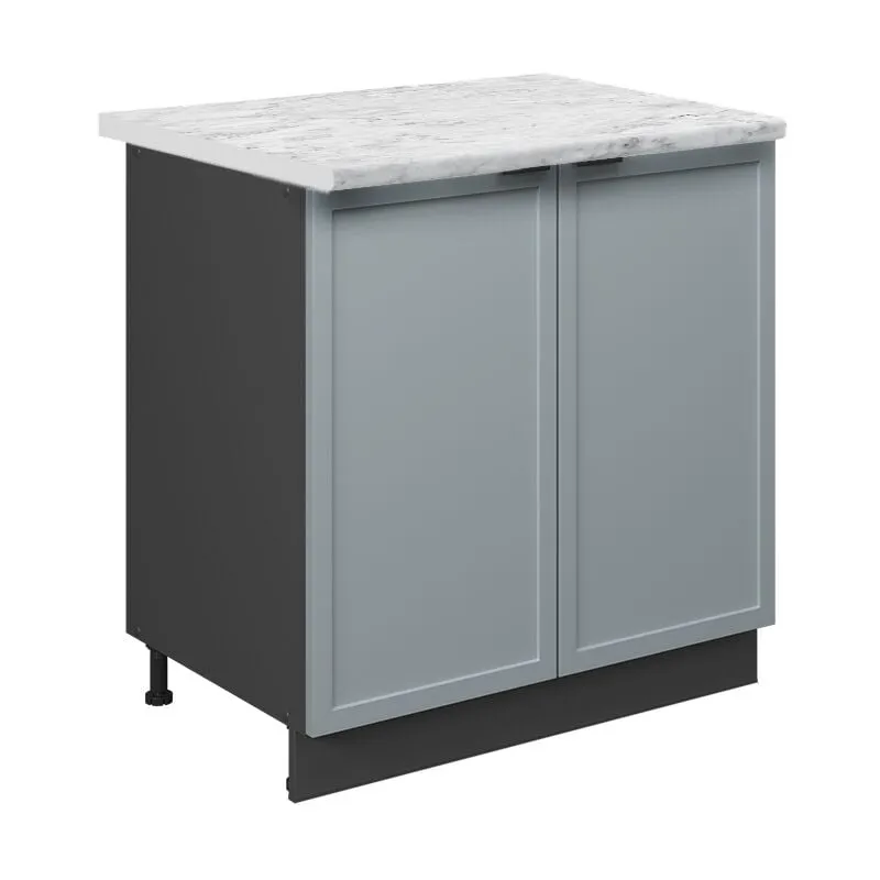 Mobile lavello cucina Fame-Line, Blu-grigio chiaro, 80 cm con ripiano, pl Marmo 