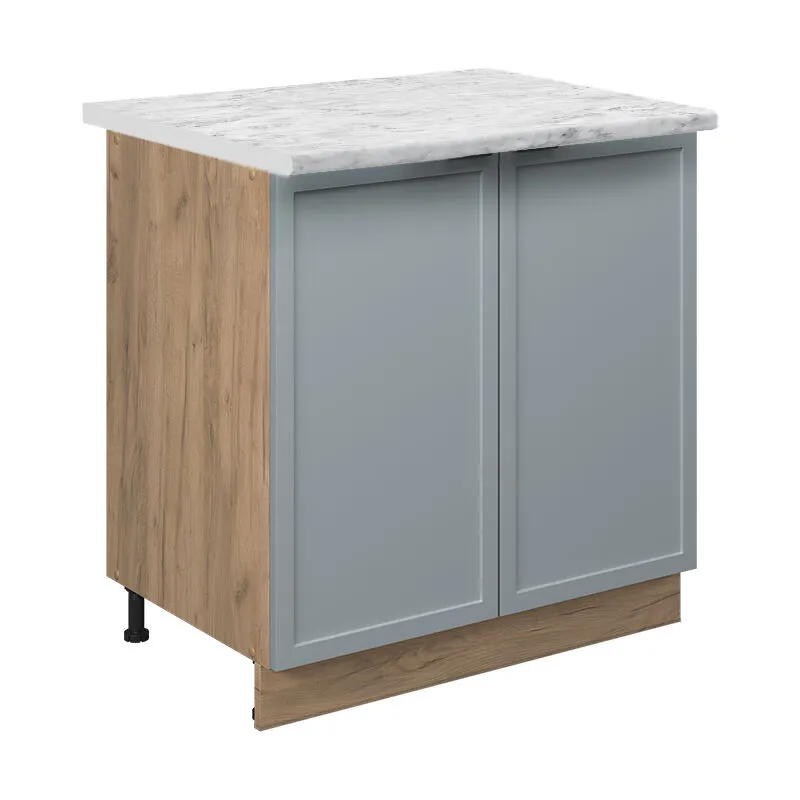 Mobile lavello cucina Fame-Line, Blu-grigio chiaro, 80 cm con ripiano, pl Marmo 