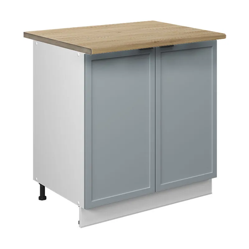 Mobile lavello cucina Fame-Line, Blu-grigio chiaro, 80 cm con ripiano, PL Rovere, 