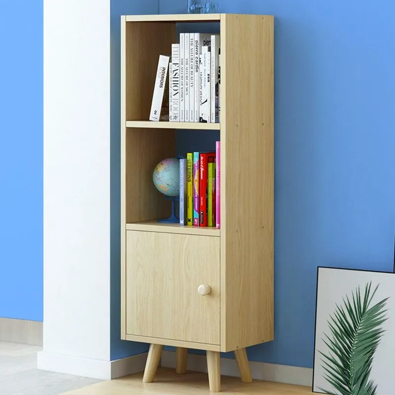 Mobile Libreria 2 Ripiani + Anta Mobiletto Legno Design Moderno 132x30x33cm Oak