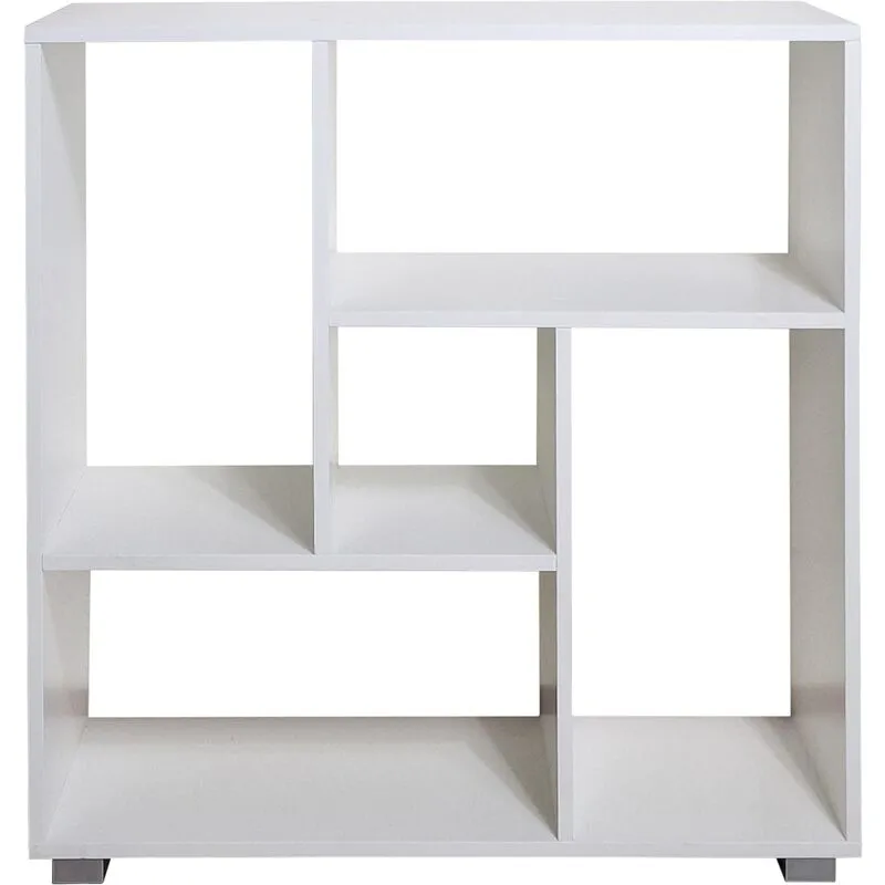  Libreria Scaffale per Soggiorno con 5 Ripiani in Legno Laminato - Mobiletto Versatile per Cucina, Ufficio e Studio (Bianco/Rovere, Italo)