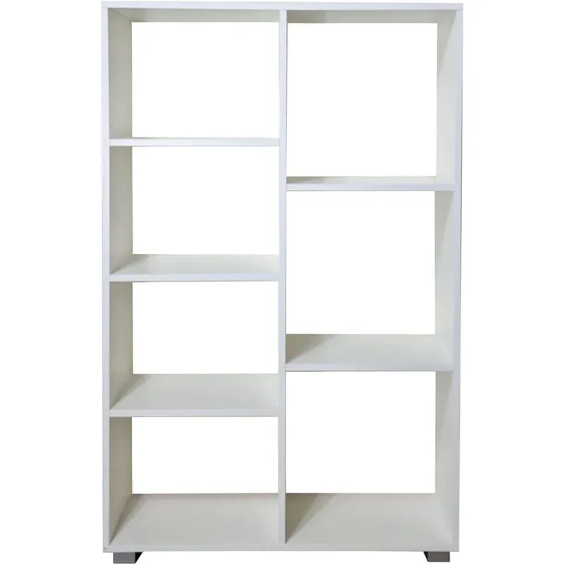 Libreria Scaffale per Soggiorno con 7 Ripiani in Legno Laminato - Mobiletto Versatile per Cucina, Ufficio e Studio (Rovere/Bianco, Galilei) - Bianco