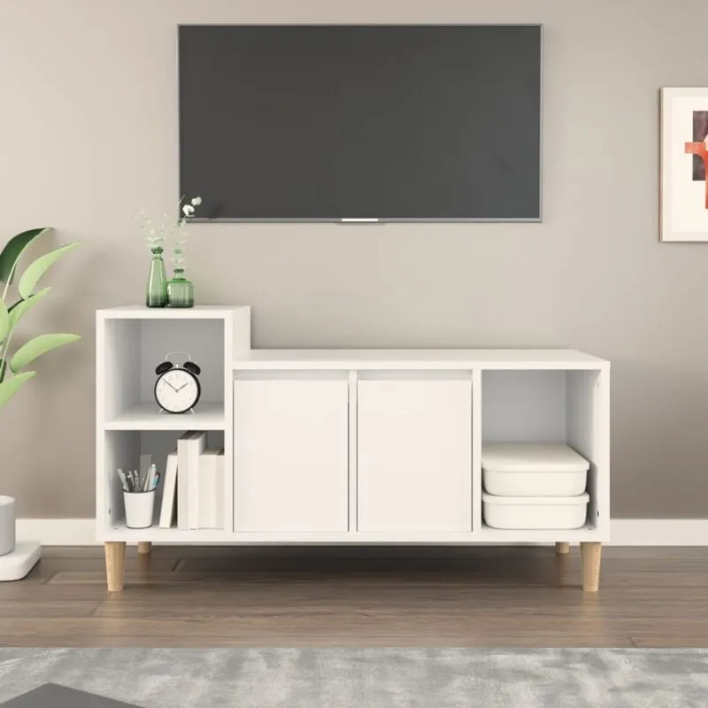 Mobile Porta tv Bianco 100x35x55 cm in Legno Multistrato - Vidaxl