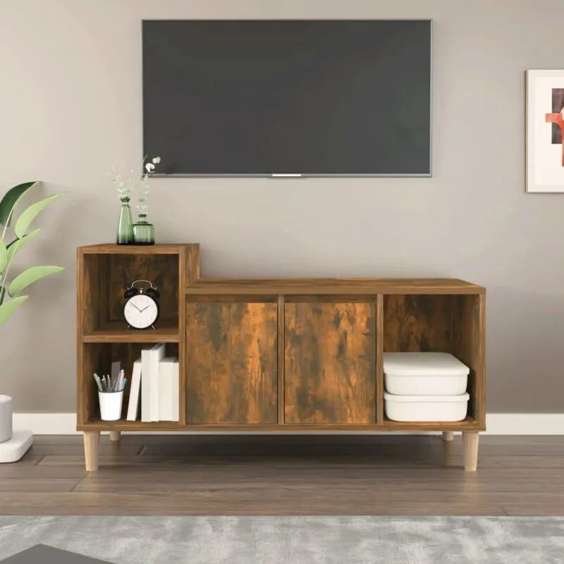 vidaXL Mobile TV Rovere Fumo 100x35x55 cm in Legno Multistrato