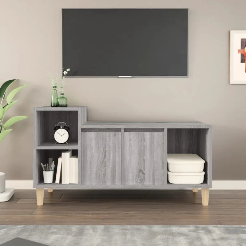 Mobile tv Grigio Sonoma 100x35x55 cm in Legno Multistrato - Vidaxl