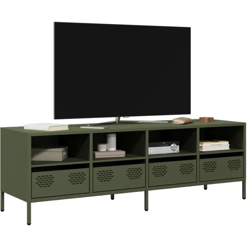 Vidaxl - Mobile tv Verde Oliva 135x39x43,5cm Acciaio Laminato a Freddo