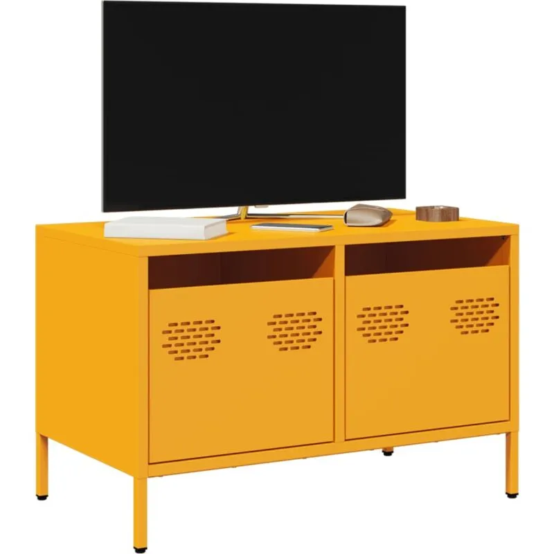 Mobile tv Giallo Senape 68x39x43,5cm Acciaio Laminato a Freddo - Vidaxl