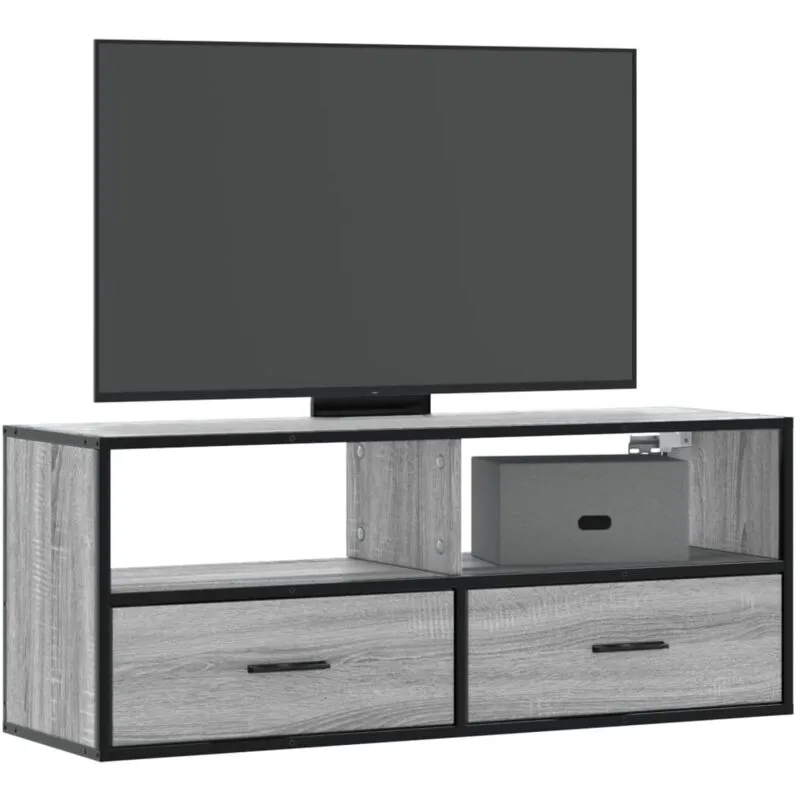 Mobile tv Grigio Sonoma 100x31x39,5cm Legno Multistrato Metallo - Vidaxl