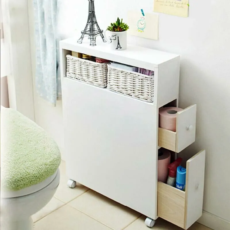 Mobiletto a Colonna da Bagno 50x15,8x70 cm in mdf e pvc Fumer Rolly Bianco