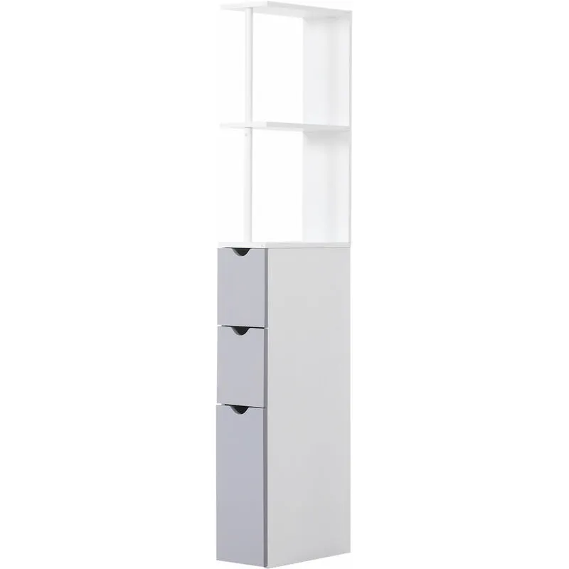 Mobiletto a Colonna da Bagno Salvaspazio in Legno Bianco 15x33x136 cm