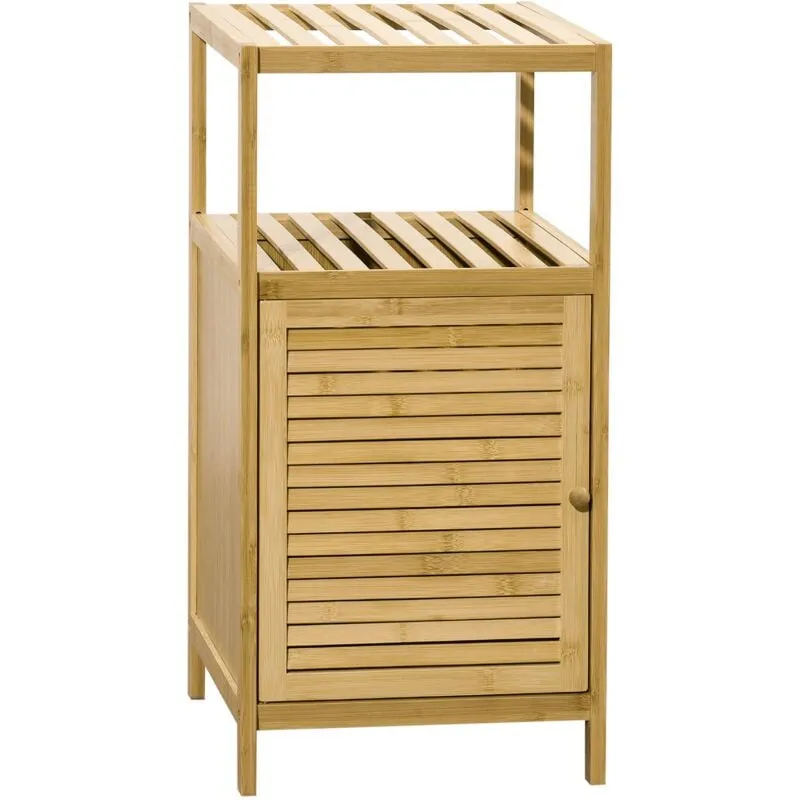 Mobiletto Bagno Armadietto con Anta 33x36,5x67 cm in Bambù a Doghe Naturale