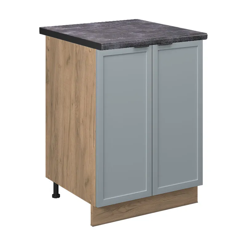 Mobiletto base cucina Fame-Line, Blu-grigio chiaro, 60 cm , pl Antracite 